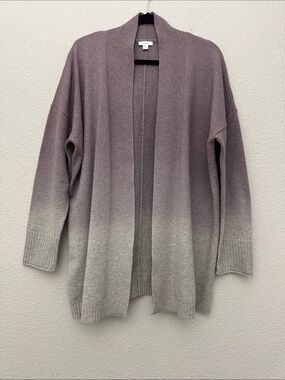 J. Jill Pure Jill Purple Gray Ombre Open Front Cardigan Sweater Size Large